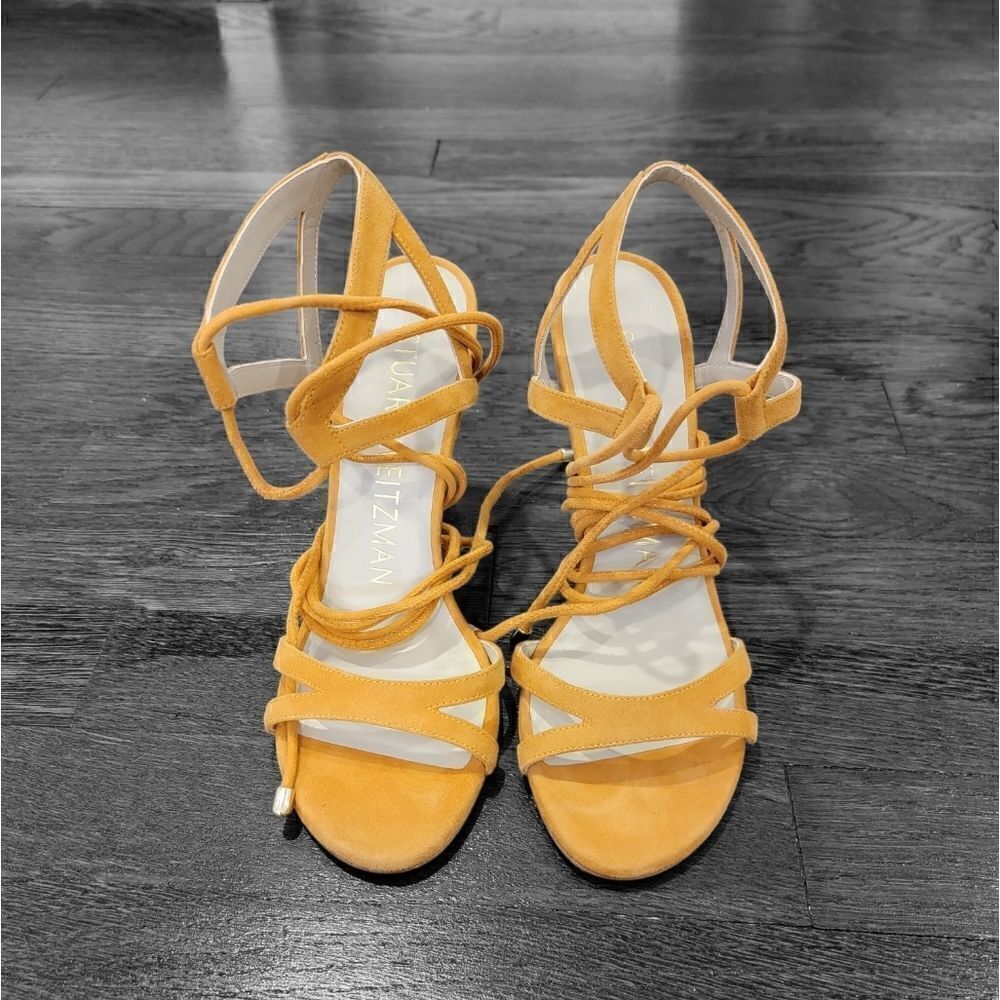 New STUART WEITZMAN Soiree 100 Lace-Up Sandals Mango SZ 5.5 - Picture 4 of 6
